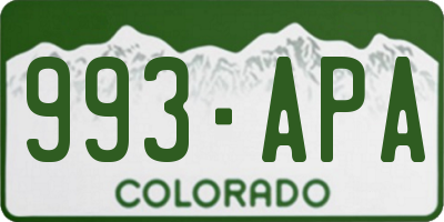 CO license plate 993APA