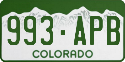 CO license plate 993APB