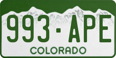 CO license plate 993APE