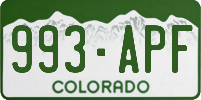 CO license plate 993APF