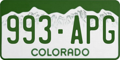 CO license plate 993APG