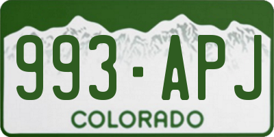 CO license plate 993APJ