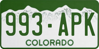 CO license plate 993APK