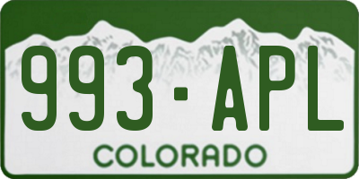 CO license plate 993APL