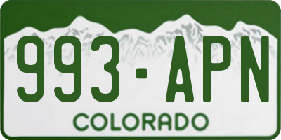 CO license plate 993APN