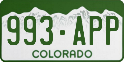 CO license plate 993APP