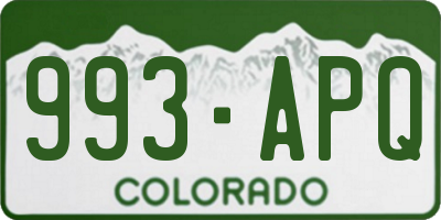 CO license plate 993APQ