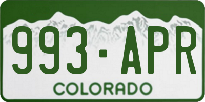 CO license plate 993APR