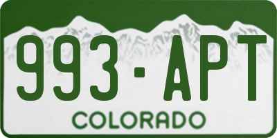 CO license plate 993APT