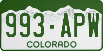 CO license plate 993APW