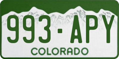 CO license plate 993APY