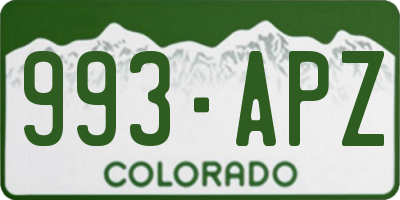 CO license plate 993APZ