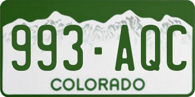 CO license plate 993AQC