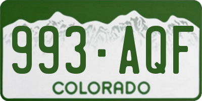 CO license plate 993AQF