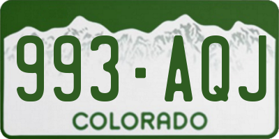 CO license plate 993AQJ