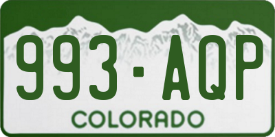 CO license plate 993AQP
