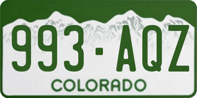 CO license plate 993AQZ