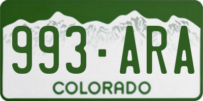 CO license plate 993ARA