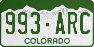 CO license plate 993ARC