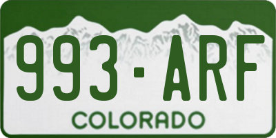 CO license plate 993ARF
