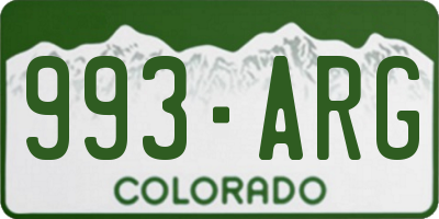 CO license plate 993ARG