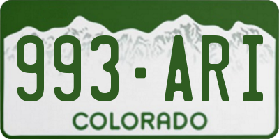 CO license plate 993ARI