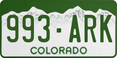 CO license plate 993ARK