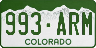 CO license plate 993ARM