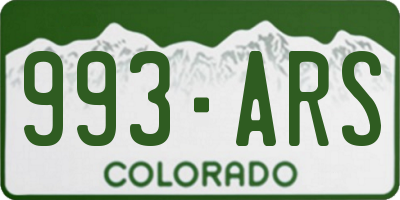 CO license plate 993ARS