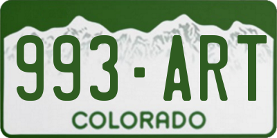 CO license plate 993ART