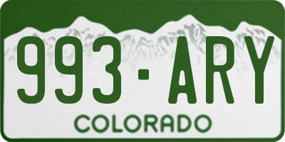 CO license plate 993ARY