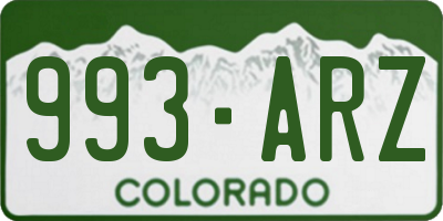 CO license plate 993ARZ
