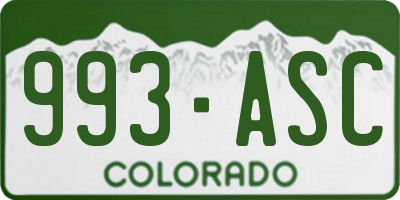 CO license plate 993ASC