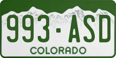 CO license plate 993ASD