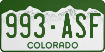 CO license plate 993ASF