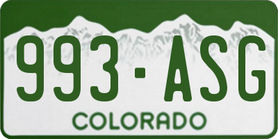 CO license plate 993ASG