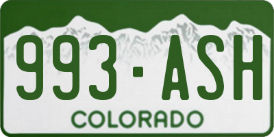 CO license plate 993ASH