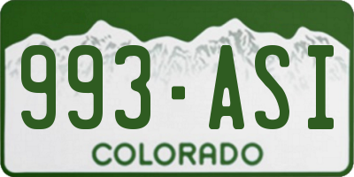 CO license plate 993ASI