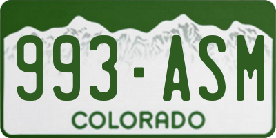CO license plate 993ASM