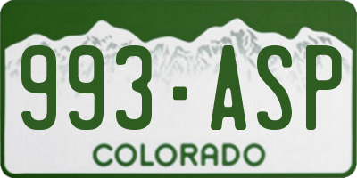CO license plate 993ASP