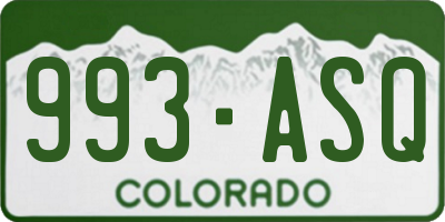 CO license plate 993ASQ