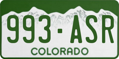 CO license plate 993ASR