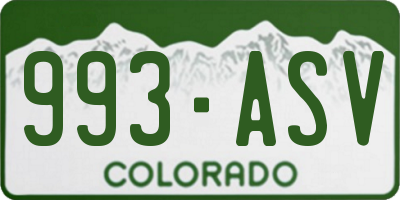 CO license plate 993ASV