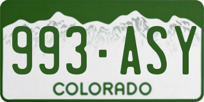 CO license plate 993ASY
