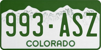 CO license plate 993ASZ