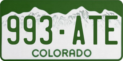 CO license plate 993ATE