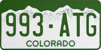 CO license plate 993ATG