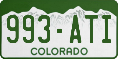 CO license plate 993ATI