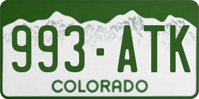 CO license plate 993ATK