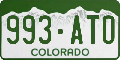 CO license plate 993ATO